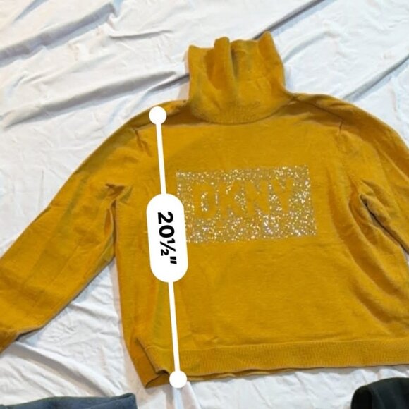 3 DKNY Turtleneck Logo Studded Sweaters - SIZE LARGE (Gold, Blue, and Black) - Picture 11 of 11